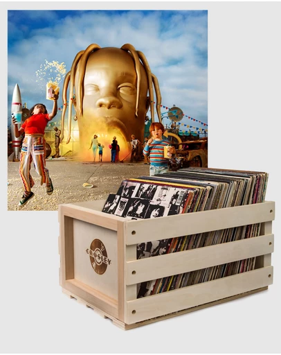 Sony Music - Crosley Record Storage Crate Travis Scott Astroworld Vinyl Album Bundle