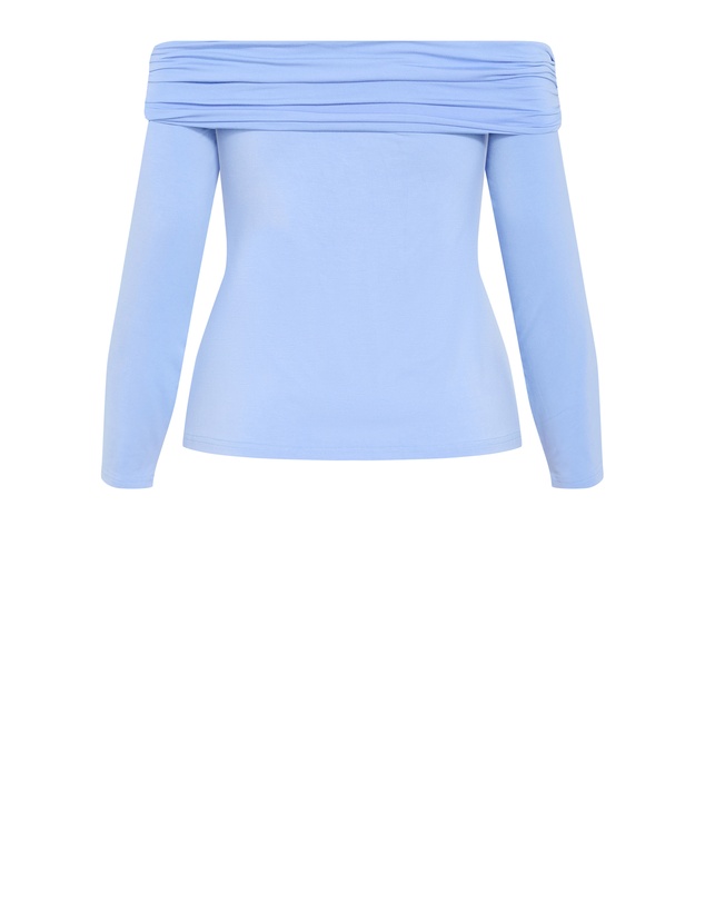 City Chic - Plus size Buckle Detail Top - sky blue
