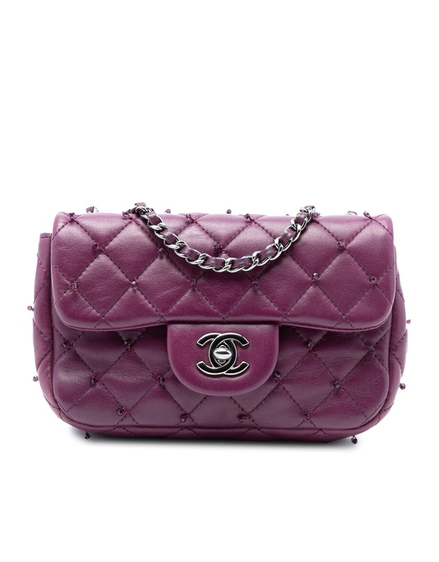 Pre-Loved by Azura Reborn - Pre-Loved Extra Mini Rectangular Lambskin Beaded Single Flap