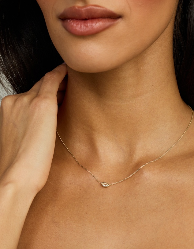 Michael Hill - Marquise Cut White Created Sapphire Bezel Necklace in 10kt Yellow Gold