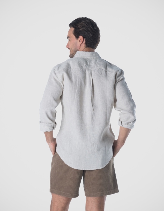 Coast Clothing - Long Sleeve Linen Shirt in Natural Sand