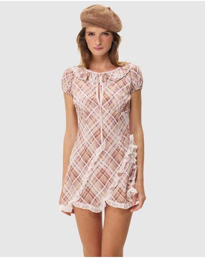 For Love & Lemons - Poet Plaid Mini Dress
