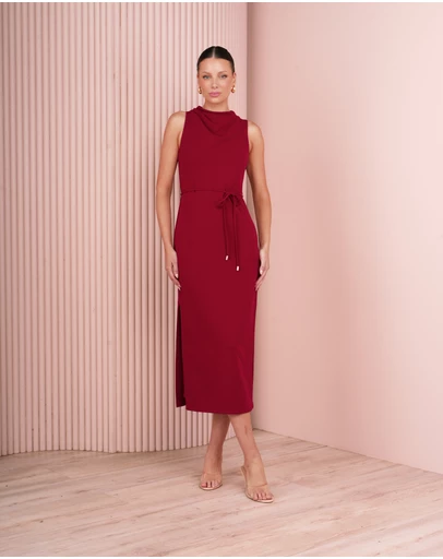 Azzurielle - Wynna Cowl Neck Midi Dress