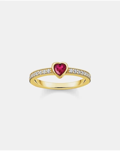 THOMAS SABO - Solitaire Ring with Red Heart-Shaped Stone