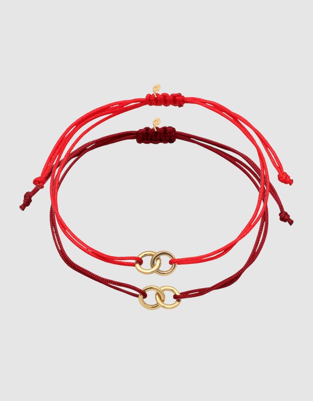 Elli Jewelry - Bracelet Set Women Circle Infinity Red and Burgundy 925 Sterling Silver Gold Plated