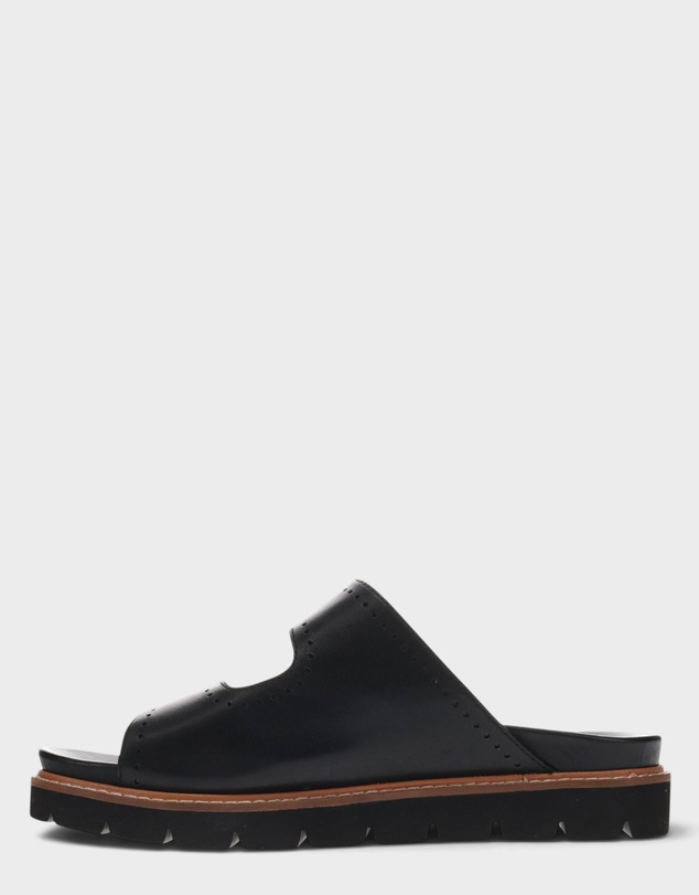 Mia Vita - Daisy Leather Slide - Black