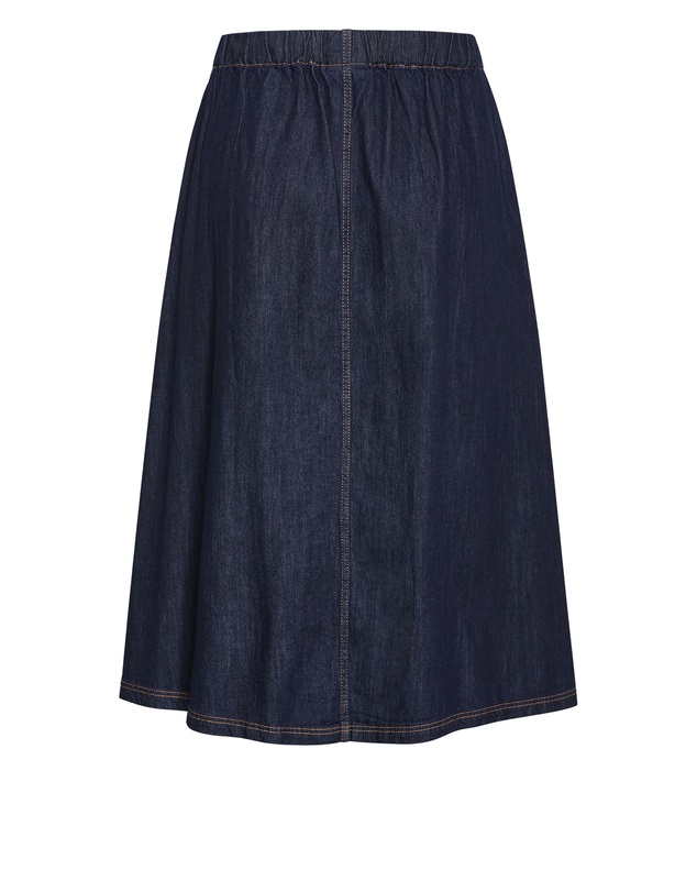 City Chic - Plus size Tiana Cotton Denim Maxi Skirt - dark wash