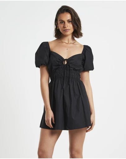 Subtitled - Rylee Backless Puff Sleeve Mini Dress