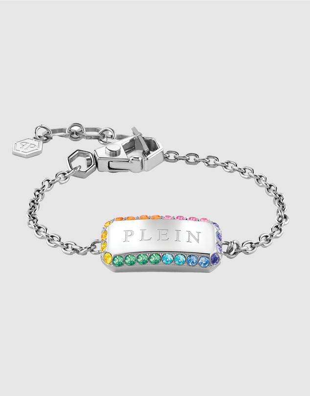 Philipp Plein - PLEIN CRYSTAL TAG Stainless Steel Rainbow Crystals Bracelet