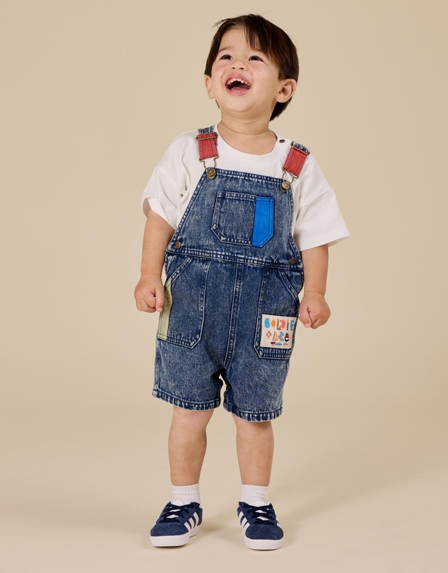 Goldie + Ace - Primary Pop Burton Denim Overalls - Babies-Kids