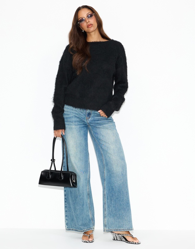 Dazie - Yasmin Open Back Fluffy Knit Jumper