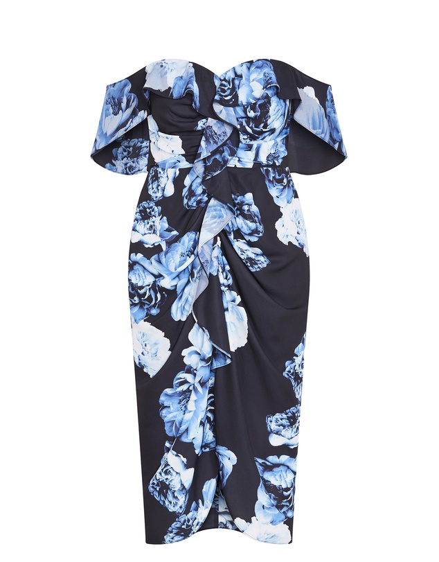 City Chic - Gina Print Off Shoulder Dress