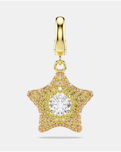 Swarovski - Sublima Charm, Round Cut, Star, Yellow, 18K Gold Finish