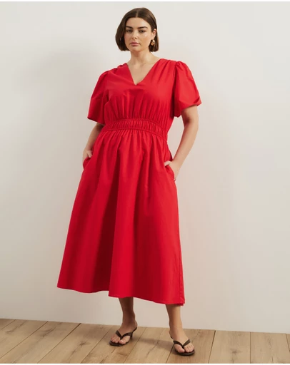 Atmos&Here Curvy - Jasmine Linen Blend Midi Dress