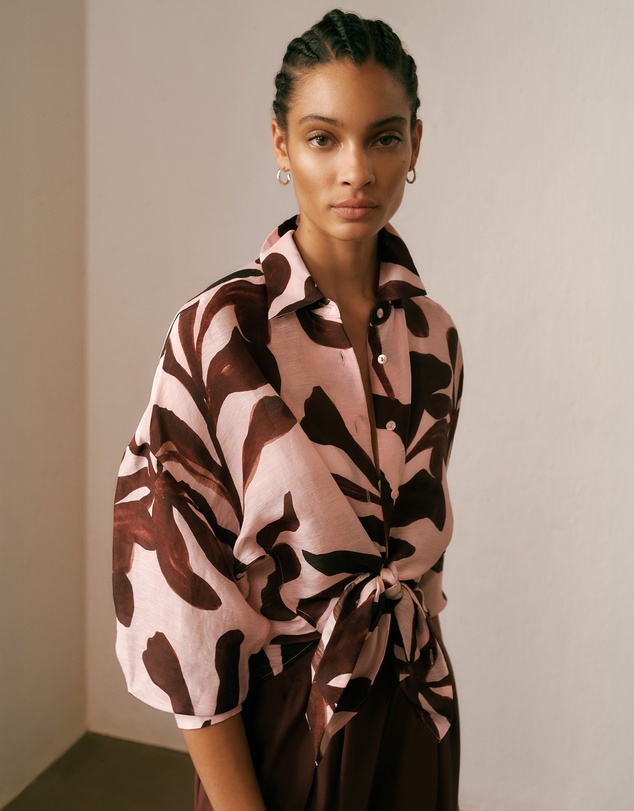 Trenery - Wakame Linen Silk Resort Shirt in Light Pink