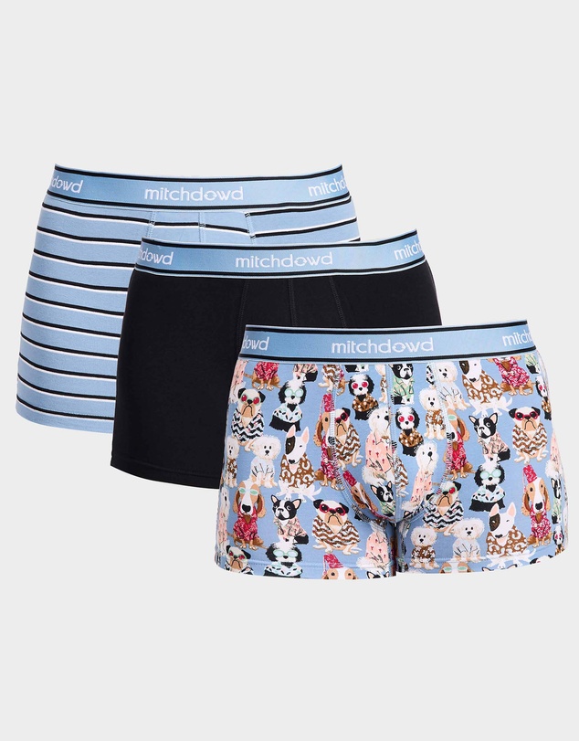 Mitch Dowd - Mitchdowd Dog Print Cotton Trunks 3 Pack