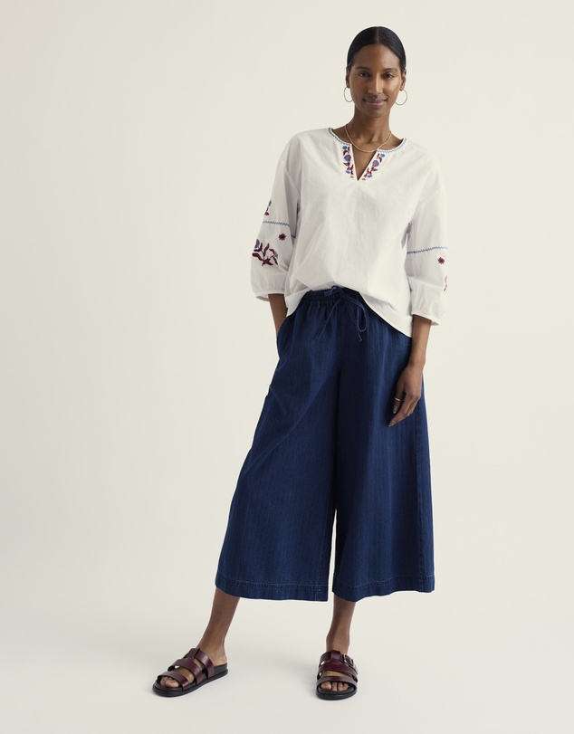 Seasalt - Seasalt Cornwall Navy Eskelli Wide Leg Culotte