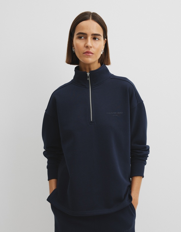 Country Road - Australian Good Earth Cotton Zip Neck Sweat