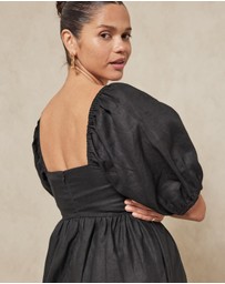 AERE - Corset Linen Midi Dress
