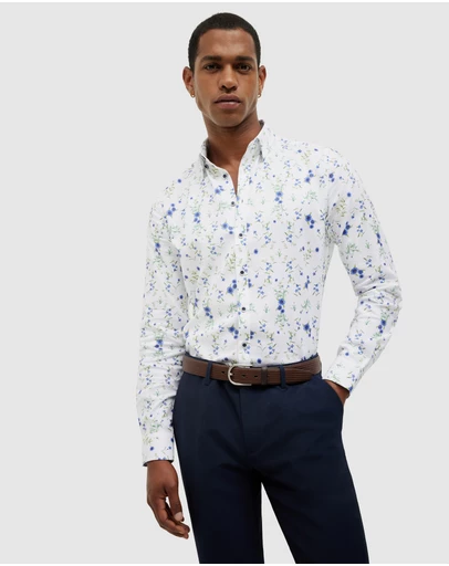 Politix - Textured Floral Long Sleeve Shirt