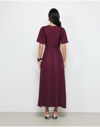 AERE - Ravenna Puff Sleeve Midi Dress