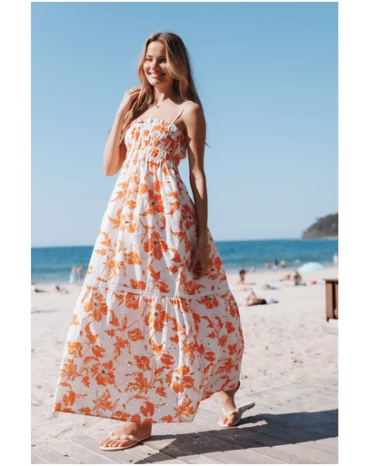 Petal & Pup - Norelle Maxi Dress - Orange Floral