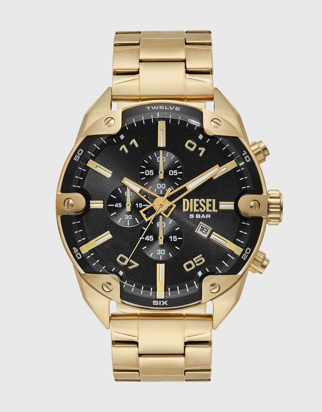 Diesel - Spiked Gold Tone Chronograph Watch