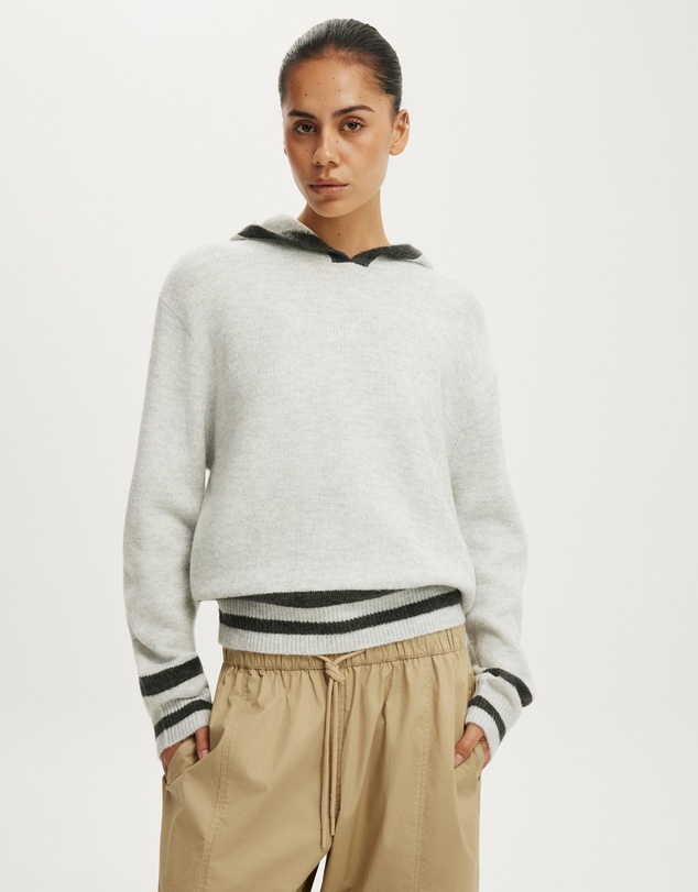 Cotton On - Sporty Stripe Hooded Knit
