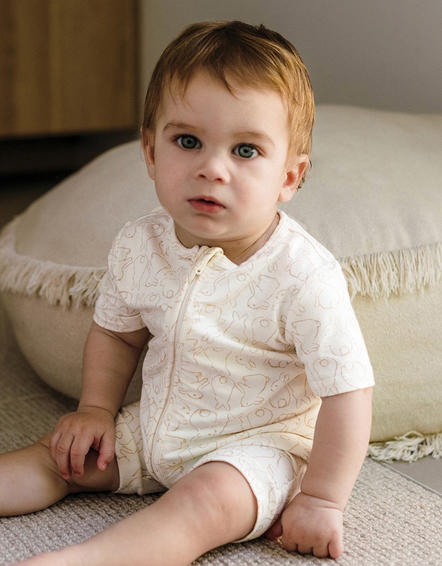 Kynd Baby - Day Or Night Onesie Short Sleeve in Rabbit