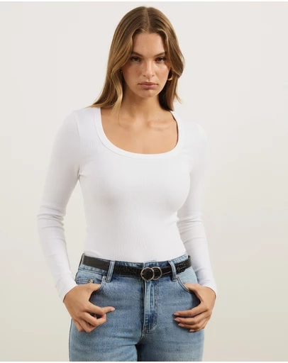 Atmos&Here - Organic Cotton Rib Scoop Neck Top