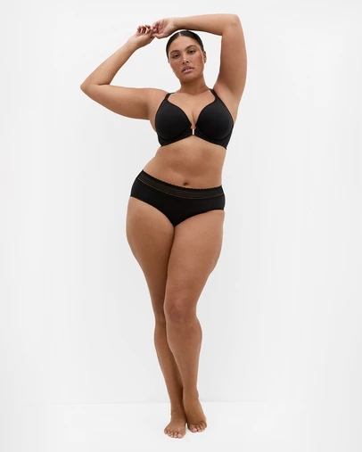 City Chic - Plus size Smooth & Chic Cotton Blend Racerback Bra - black