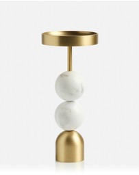 XRJ Celebrations - Arc Brass Candlestick White Medium