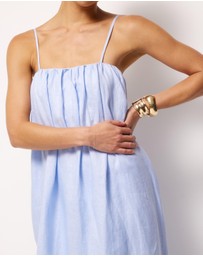 AERE - Liv Linen Gathered Neckline Midi Dress
