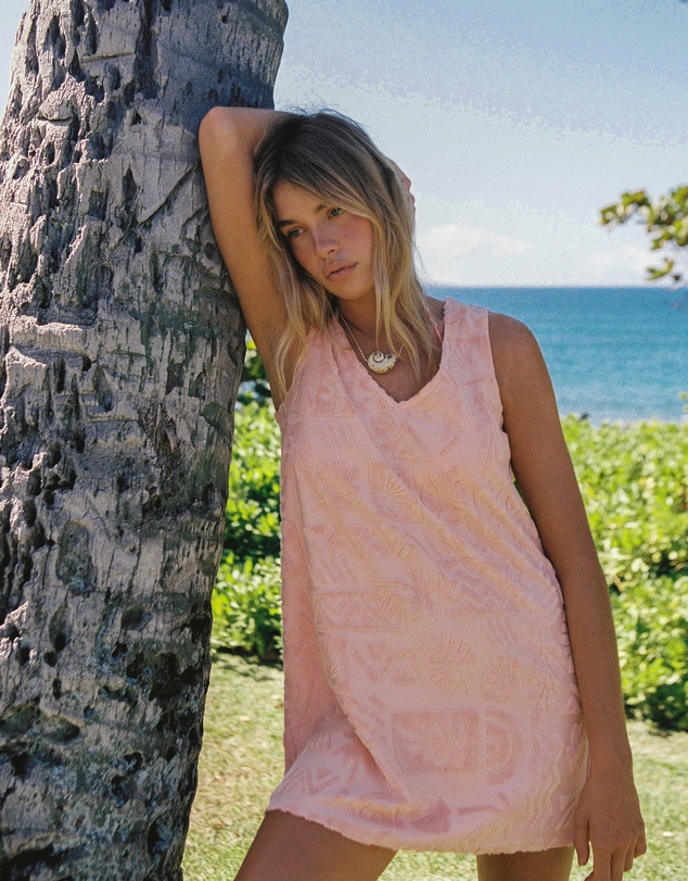 Poolside Paradiso - Mai Tai V Tunic Towelling Dress - Peach