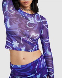 Neon Hart - Holly Printed Mesh Long Sleeve Top