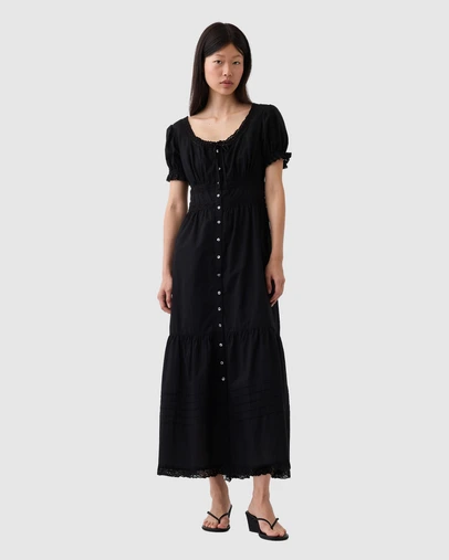 GAP - SS Lace Insert Button Maxi Dress