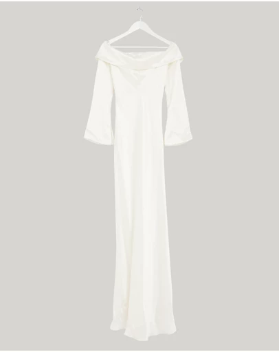 Revibe - Repaired MISHA Bianca Off Shoulder Long Sleeve Gown - AU 8