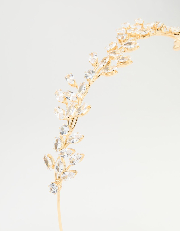 Lovisa - Gold Cubic Zirconia Marquise & Round Leaf Headband