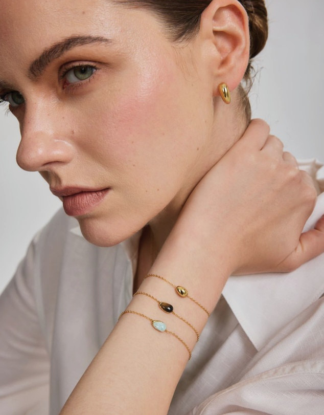 Ania Haie - Gold Organic Dome Pebble Huggie Hoop Earrings