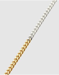 Kuzzoi - ICONIC EXCLUSIVE - Necklace Male Curb Chain 925 Sterling Silver Bicolor