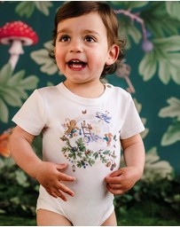 Fleur Harris - 'Up To The Land Of Goodies' Treasured Short Sleeve Bodysuit in Porcelain