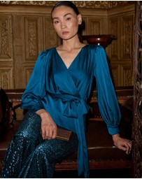 SACHA DRAKE - Satin Faux Wrap Top