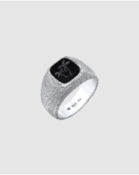 Haze & Glory - ICONIC EXCLUSIVE - Ring Men Signet Black Palm Onyx 925 Sterling Silver