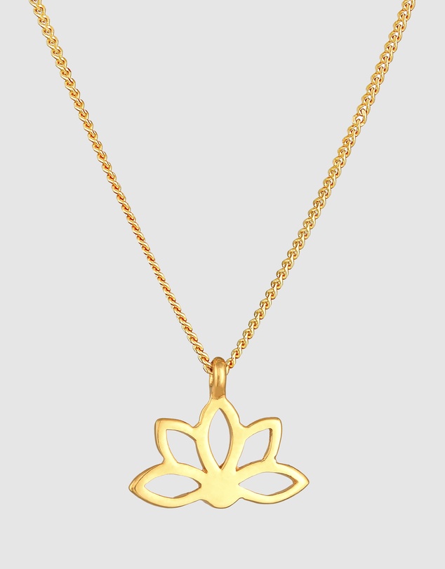 Elli Jewelry - Lotus Pendant Necklace in Gold-Plated 925 Silver
