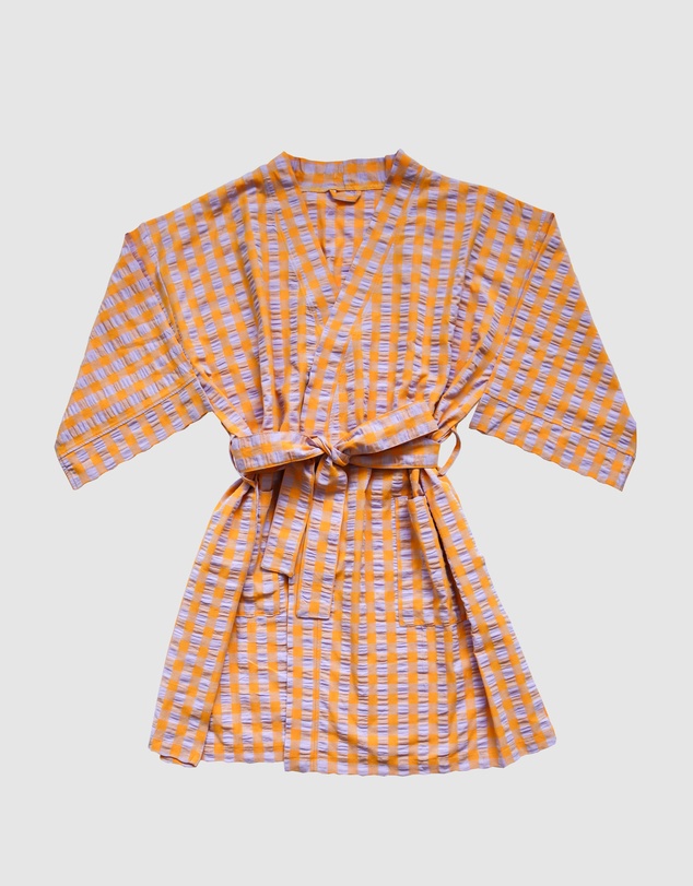 Mosey Me - Kumquat Bloom Seersucker Short Robe