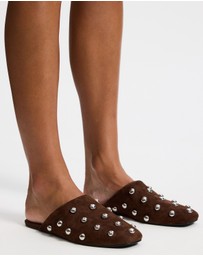 AERE - Lola Suede Stud Flats
