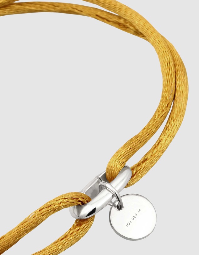 Elli Jewelry - Heart Charm Yellow Satin Bracelet