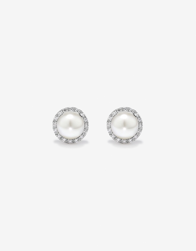 Michael Hill - Cultured Freshwater Pearl & 0.13TW of Diamond Necklace and Earring Gift Set in Sterling Silver