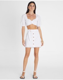 Heaven Australia - Pearl Button Up Mini Skirt