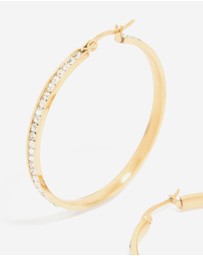 Lovisa - Waterproof Gold Plated Stainless Steel Diamante Hoop Earrings 45 MM